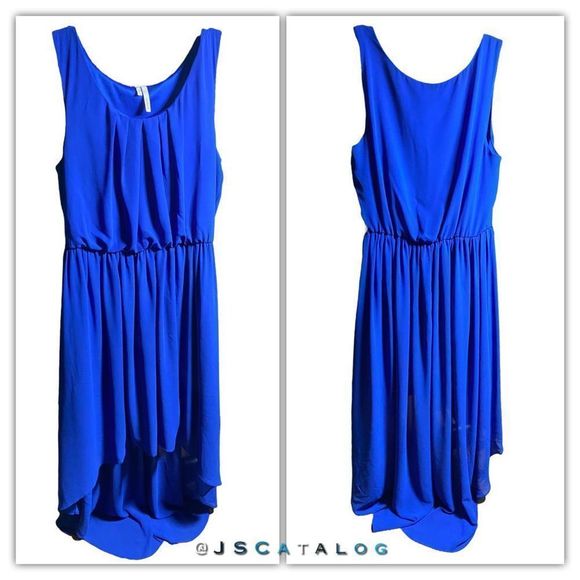 Studio Y. Royal Blue Chiffon High Low Summer Dress - NWOT - Size M - Picture 2 of 5
